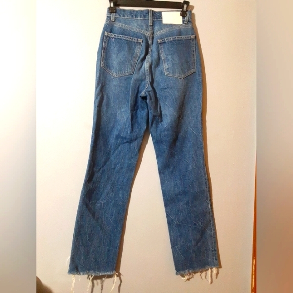 GRLFRND The Cassidy Mid Rise Straight Leg Blue Jeans Raw Size Women's 24 Casual - Picture 4 of 7